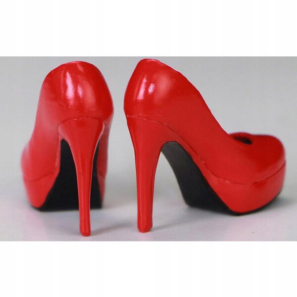 Scarpe a tacco alto rosse in scala 1/6 per figure femminili da 12 pollici