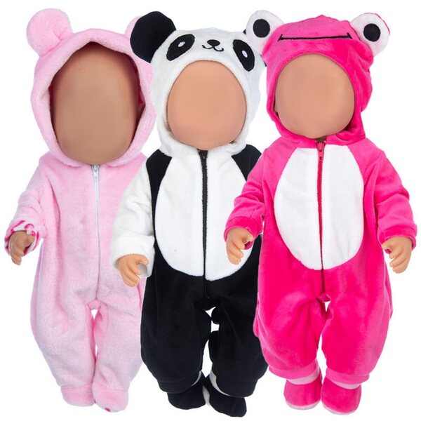 Kleidung für 43 cm große Schwarz-Weiß-Puppen, weiche Kleidung und Accessoires