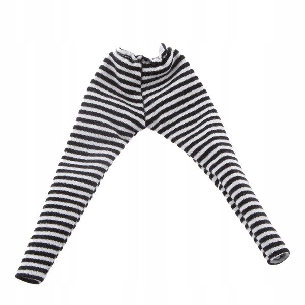 Leggins e calze a righe bianche e nere per bambole 1/6 Blythe e BJD