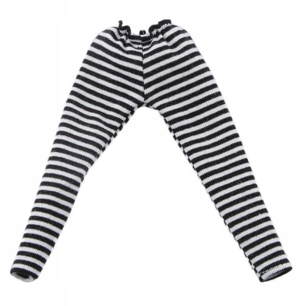 Leggins e calze a righe bianche e nere per bambole 1/6 Blythe e BJD