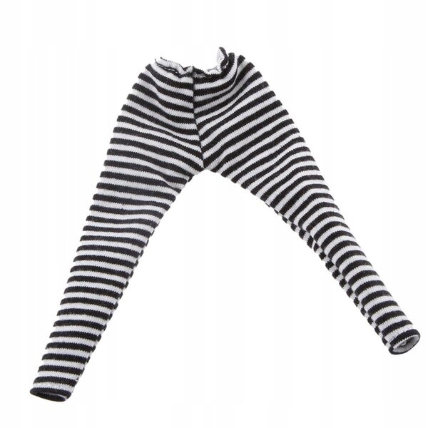 Leggins e calze a righe bianche e nere per bambole 1/6 Blythe e BJD