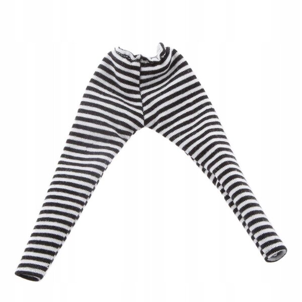 Leggins e calze a righe bianche e nere per bambole 1/6 Blythe e BJD