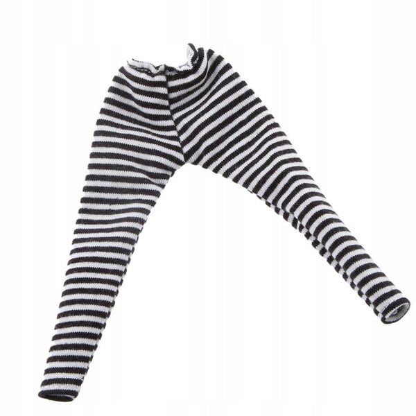 Leggins e calze a righe bianche e nere per bambole 1/6 Blythe e BJD