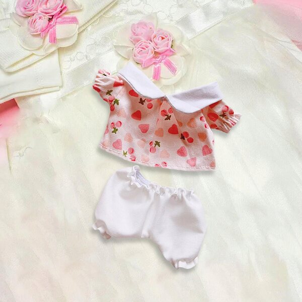 Set Abbigliamento Rosa per Bambole 17 cm - Maglietta e Pantaloni in Tessuto Morbido