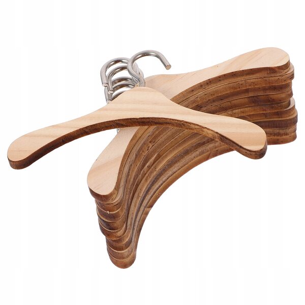 Set 10 Miniature Piccoli Appendini in Legno Beiges per Abiti delle Bambole