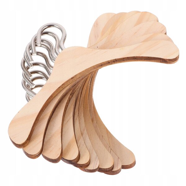 Set 10 Miniature Piccoli Appendini in Legno Beiges per Abiti delle Bambole