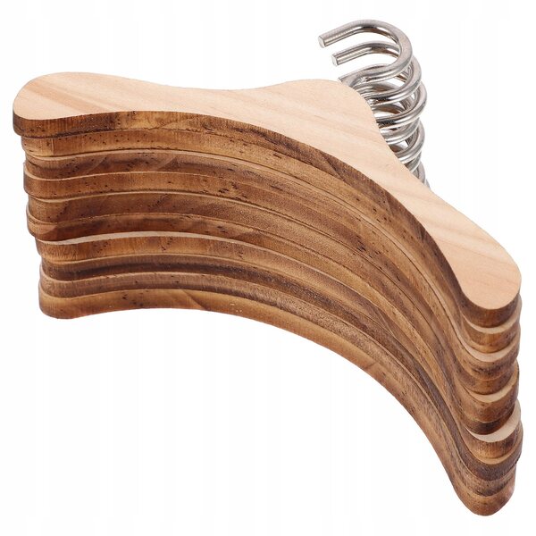 Set 10 Miniature Piccoli Appendini in Legno Beiges per Abiti delle Bambole