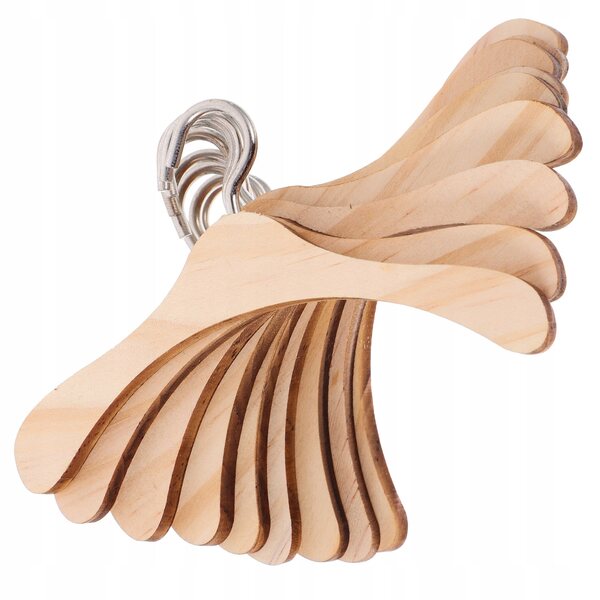 Set 10 Miniature Piccoli Appendini in Legno Beiges per Abiti delle Bambole