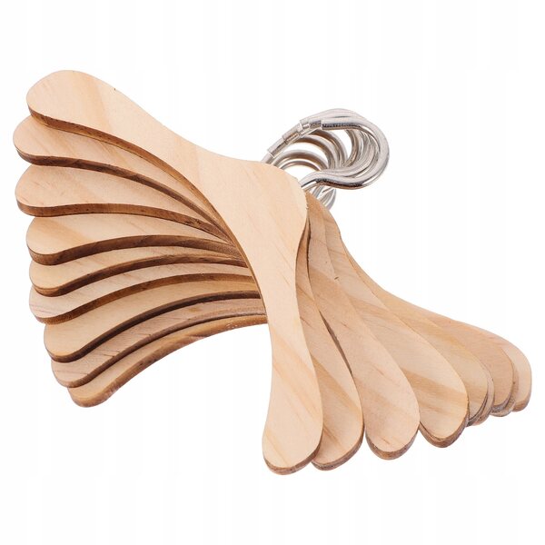 Set 10 Miniature Piccoli Appendini in Legno Beiges per Abiti delle Bambole