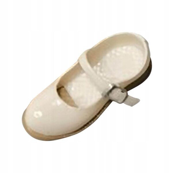 Beige 1:6 Vintage-Schuhe für 12-Zoll-Puppen mit niedrigem Absatz und Riemen