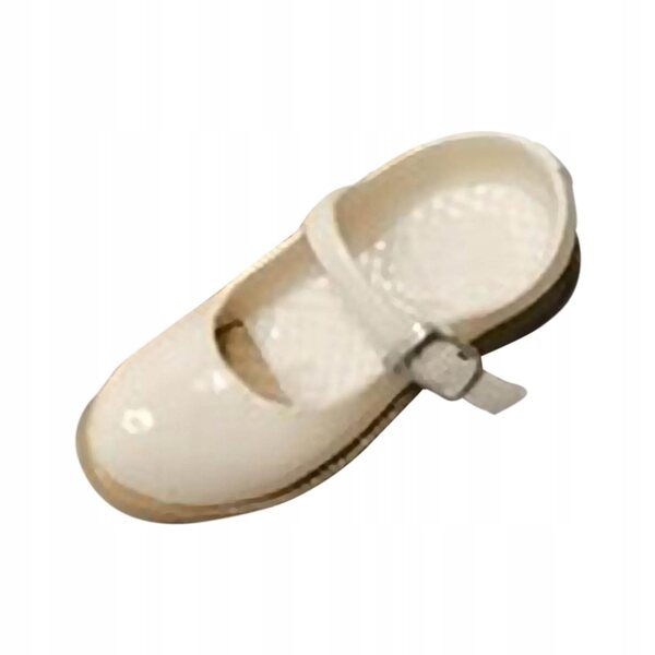 Beige 1:6 Vintage-Schuhe für 12-Zoll-Puppen mit niedrigem Absatz und Riemen