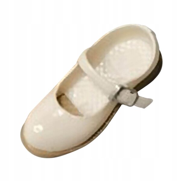 Beige 1:6 Vintage-Schuhe für 12-Zoll-Puppen mit niedrigem Absatz und Riemen