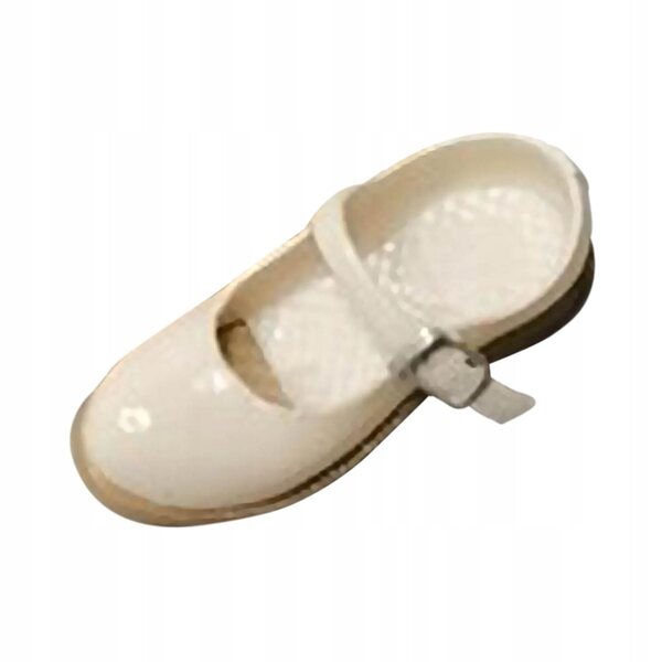 Beige 1:6 Vintage-Schuhe für 12-Zoll-Puppen mit niedrigem Absatz und Riemen