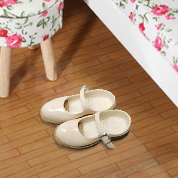 Beige 1:6 Vintage-Schuhe für 12-Zoll-Puppen mit niedrigem Absatz und Riemen