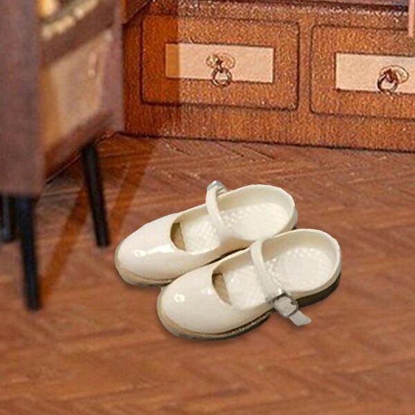 Beige 1:6 Vintage-Schuhe für 12-Zoll-Puppen mit niedrigem Absatz und Riemen