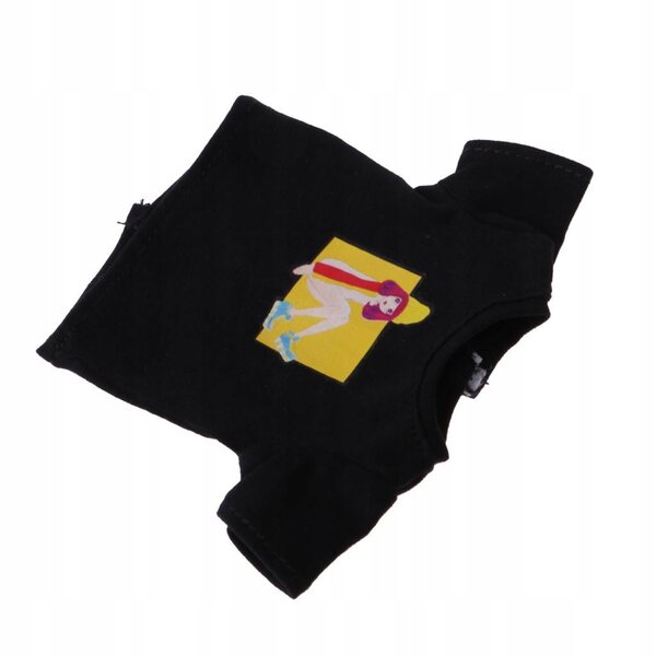 Maglietta nera con stampa per bambole 1/6 - Abbigliamento casual per bambole 12 pollici