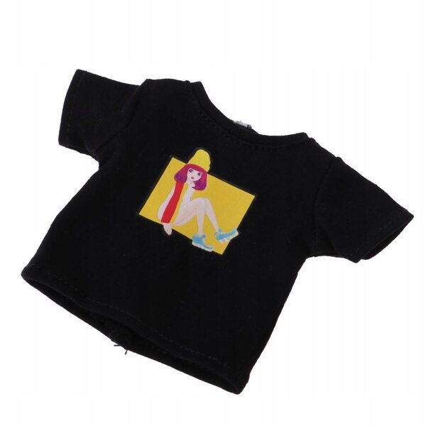 Maglietta nera con stampa per bambole 1/6 - Abbigliamento casual per bambole 12 pollici