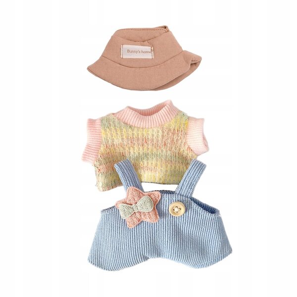 Set 3 Mini Abiti per Bambole 17 cm con Cappello Colorato e Tessuto Morbido