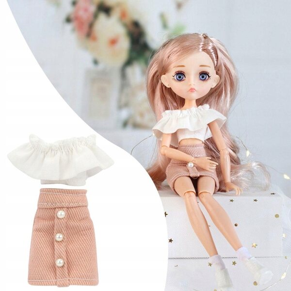 Prinzessinnenkleid für Puppe Babykleid modische Accessoires rosa 1:6