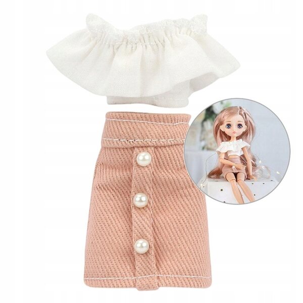 Prinzessinnenkleid für Puppe Babykleid modische Accessoires rosa 1:6