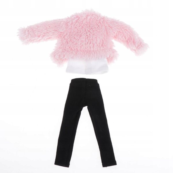 1/6 Puppen-Winterkleidungsset mit kurzem rosa Fleecemantel