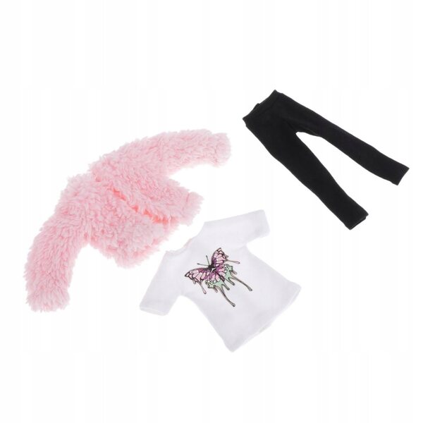 1/6 Puppen-Winterkleidungsset mit kurzem rosa Fleecemantel