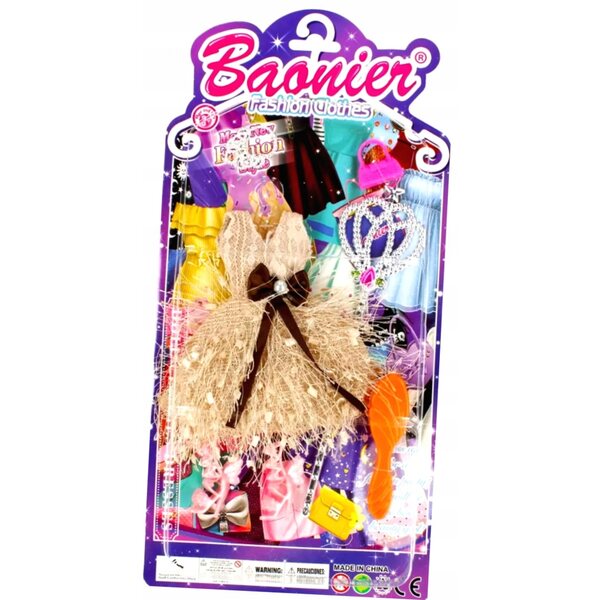 Bekleidungsset für 14-cm-Puppen mit Mega-Kreativkleid, Schuhen und Tasche