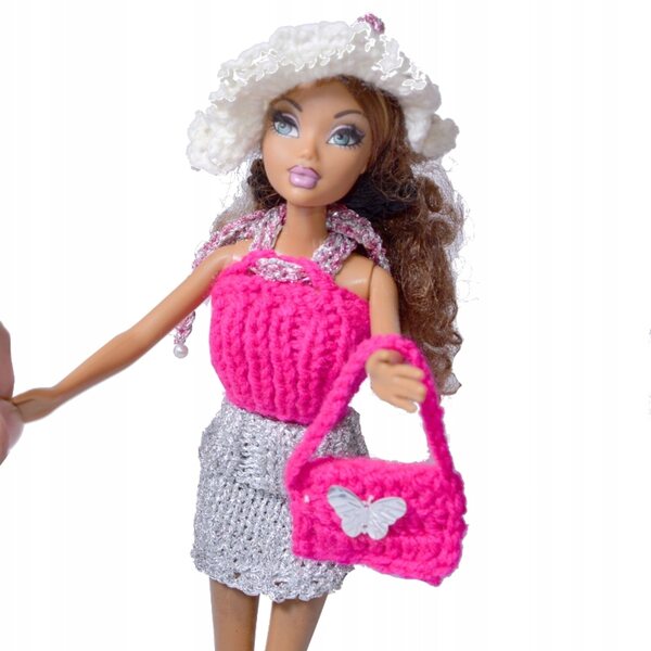 Brokat-Korsettkleid für 30-cm-Puppen, rosa Gazelo-Stoff