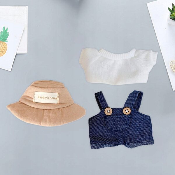 Set 3 Mini Abiti per Bambole 6 Pollici con Cappello, Pantaloni e Maglietta