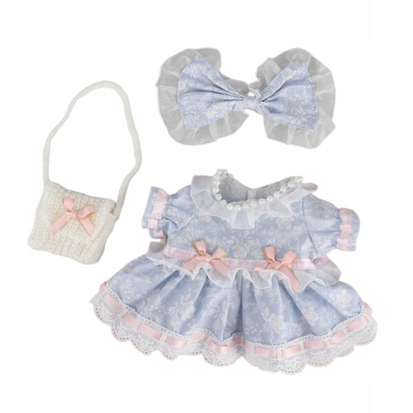 3-teiliges Stoffkleidungsset für 38-cm-Puppen mit farbenfrohen Accessoires