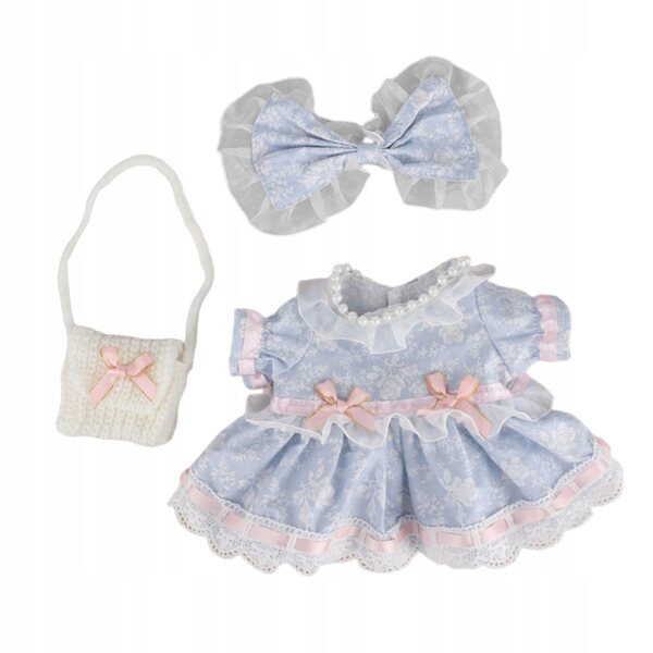 3-teiliges Stoffkleidungsset für 38-cm-Puppen mit farbenfrohen Accessoires