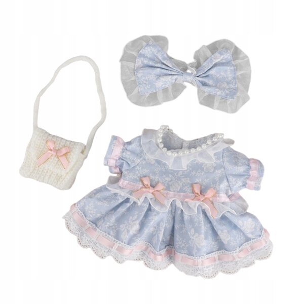 3-teiliges Stoffkleidungsset für 38-cm-Puppen mit farbenfrohen Accessoires