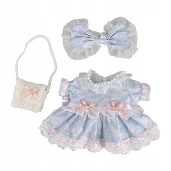 3-teiliges Stoffkleidungsset für 38-cm-Puppen mit farbenfrohen Accessoires