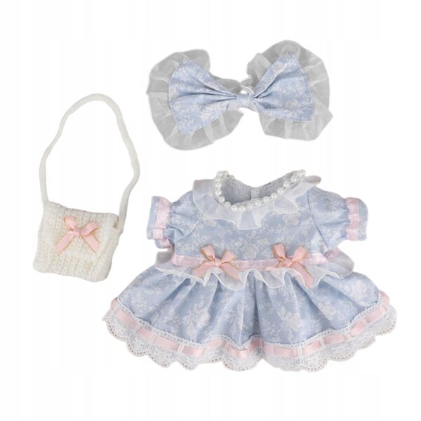 3-teiliges Stoffkleidungsset für 38-cm-Puppen mit farbenfrohen Accessoires
