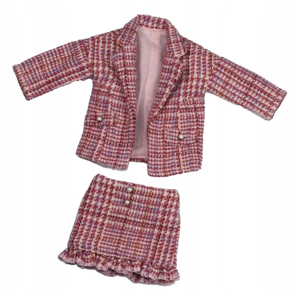 Cappotto a quadri e abito elegante rosso chiaro per bambola BJD 1/6 da 12 pollici
