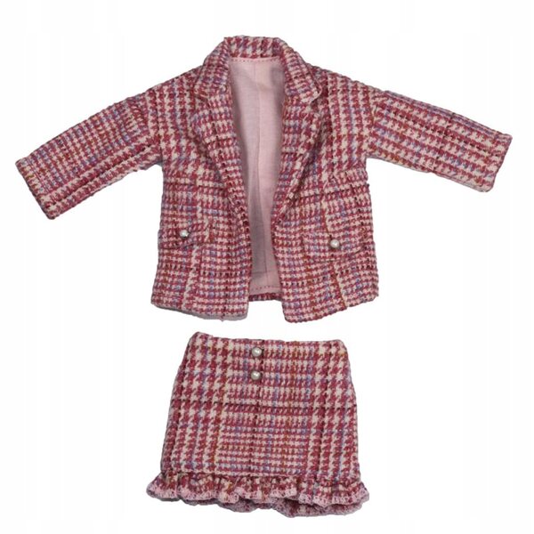 Cappotto a quadri e abito elegante rosso chiaro per bambola BJD 1/6 da 12 pollici