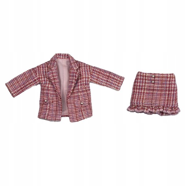 Cappotto a quadri e abito elegante rosso chiaro per bambola BJD 1/6 da 12 pollici