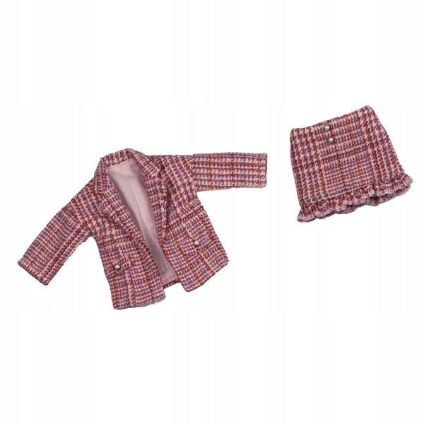 Cappotto a quadri e abito elegante rosso chiaro per bambola BJD 1/6 da 12 pollici