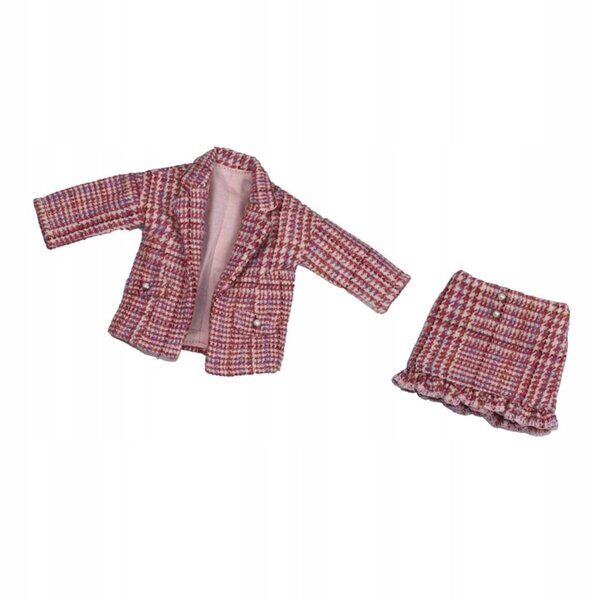 Cappotto a quadri e abito elegante rosso chiaro per bambola BJD 1/6 da 12 pollici