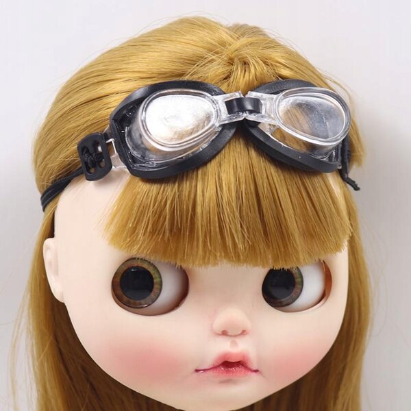 Occhiali da Nuoto Trasparenti e Neri per Bambole 1/6 Blythe Accessori Estivi