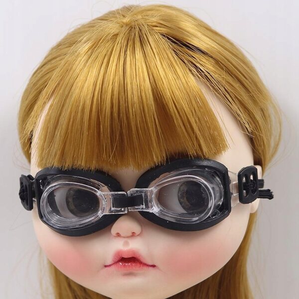 Occhiali da Nuoto Trasparenti e Neri per Bambole 1/6 Blythe Accessori Estivi