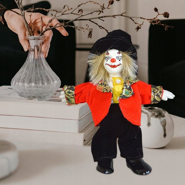Figurina Clown in Ceramica 18 cm Decorazione Halloween e Collezione