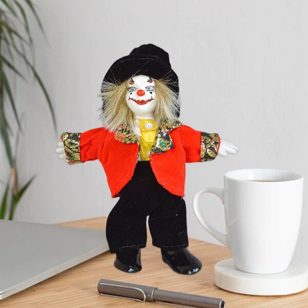 Figurina Clown in Ceramica 18 cm Decorazione Halloween e Collezione