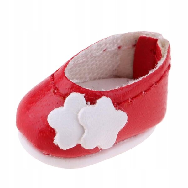 1/12 Puppe Kunstlederschuhe, rotes Blumenzubehör