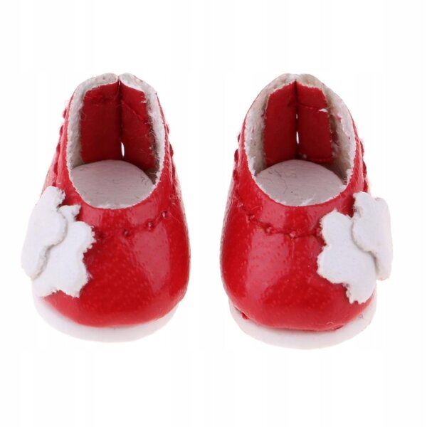 1/12 Puppe Kunstlederschuhe, rotes Blumenzubehör