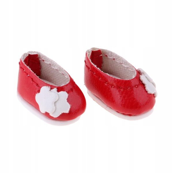 1/12 Puppe Kunstlederschuhe, rotes Blumenzubehör