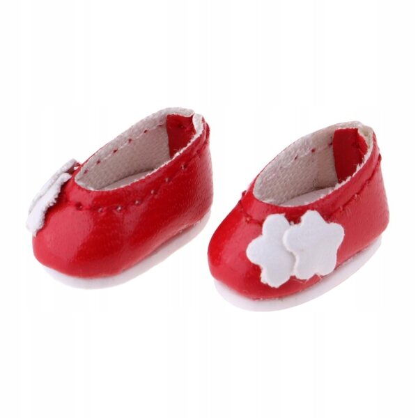 1/12 Puppe Kunstlederschuhe, rotes Blumenzubehör