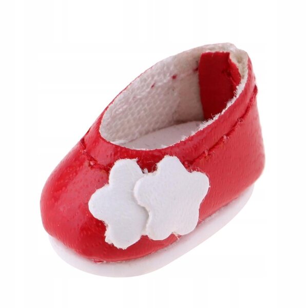 1/12 Puppe Kunstlederschuhe, rotes Blumenzubehör
