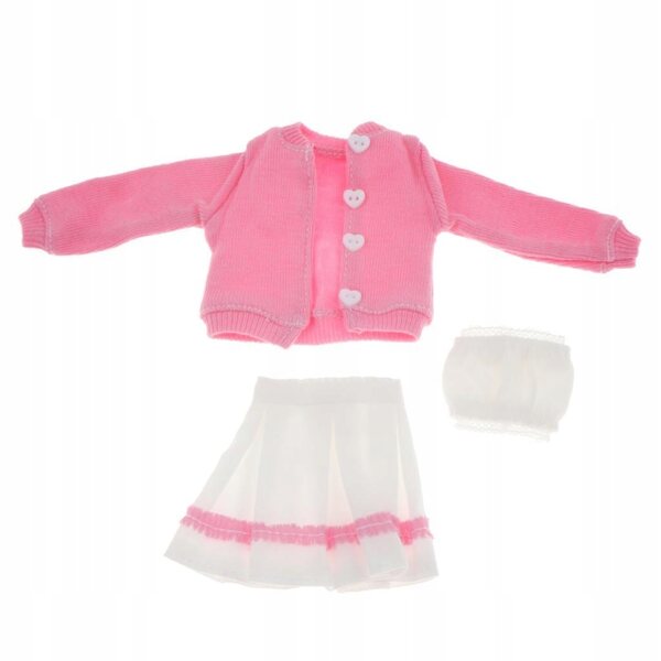 3-teiliges Kleidungsset für 1/6 Puppen mit dunkelrosa Rock und Jacke 12 Zoll