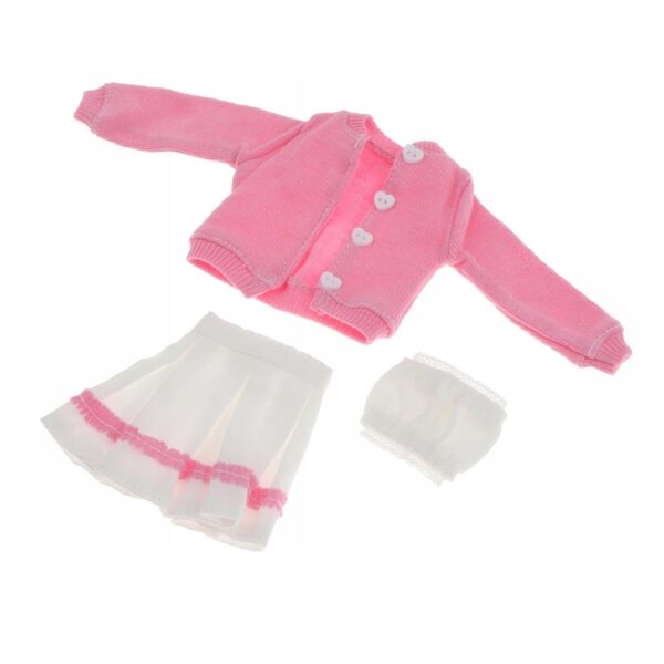 3-teiliges Kleidungsset für 1/6 Puppen mit dunkelrosa Rock und Jacke 12 Zoll